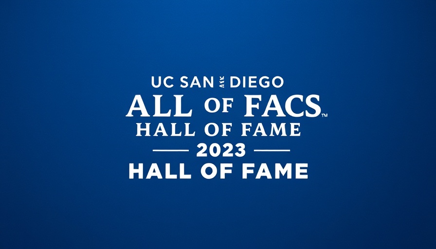 UC San Diego Athletics Hall of Fame Induction logo on blue background.