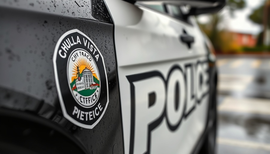 Chula Vista police vehicle door with logo close-up