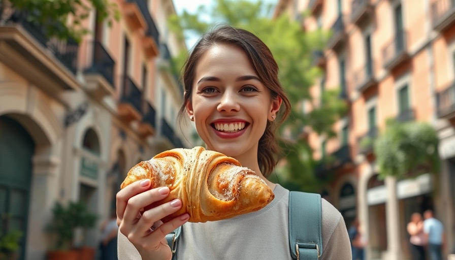 Barcelona Gluten-Free Food Tour with happy woman enjoying a pastry.