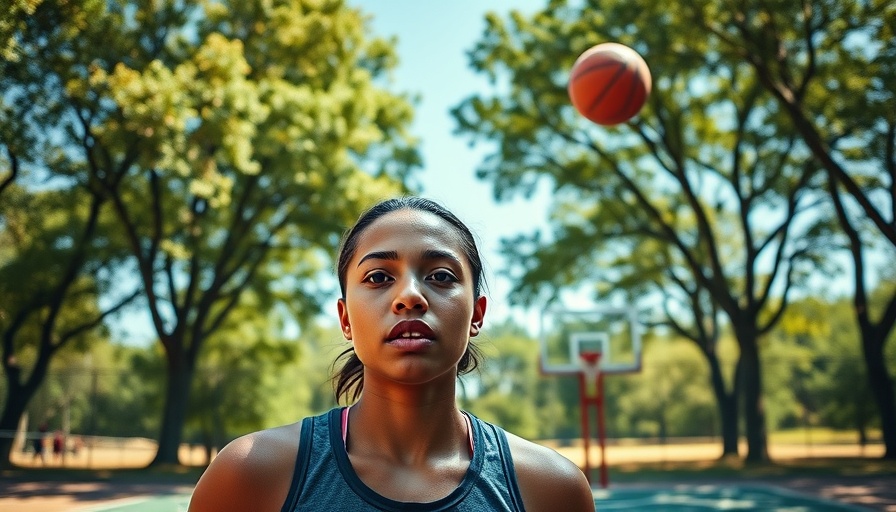 Young woman reflecting on heat index during outdoor workout.