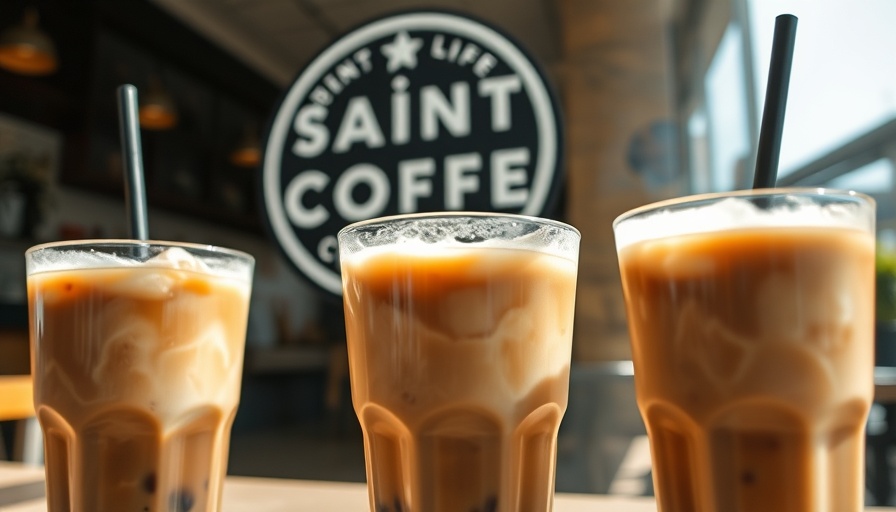 Close-up of iced drinks at Saint Coffee in Northwest Fresno