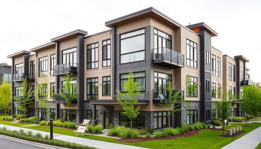 Eastrail Flats Woodinville rental units, modern buildings with greenery