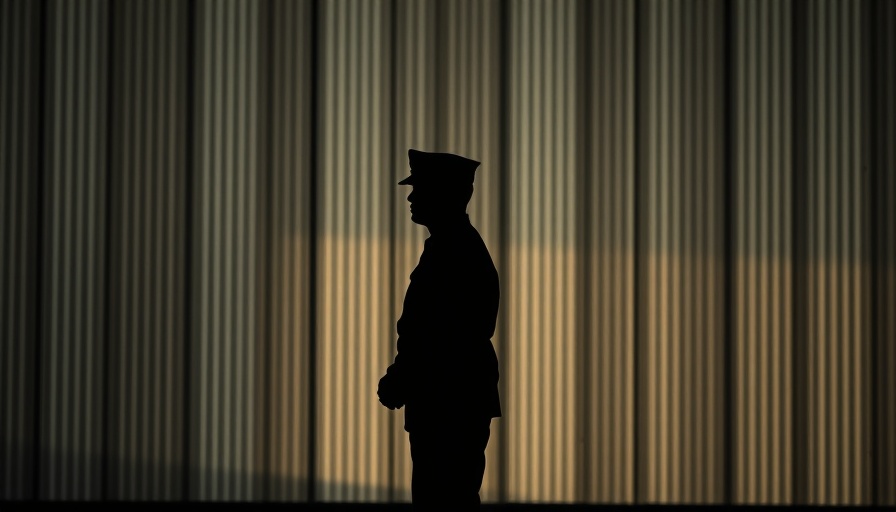 Silhouetted soldier with striped background related to Posse Comitatus Act.