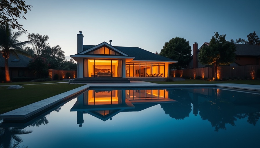Modern one-story home with pool, removing all contingencies in real estate.