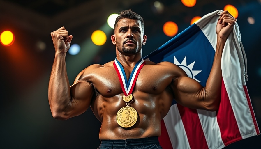 2025 FLEX Weekend Italy Pro Results bodybuilder on stage with medal.
