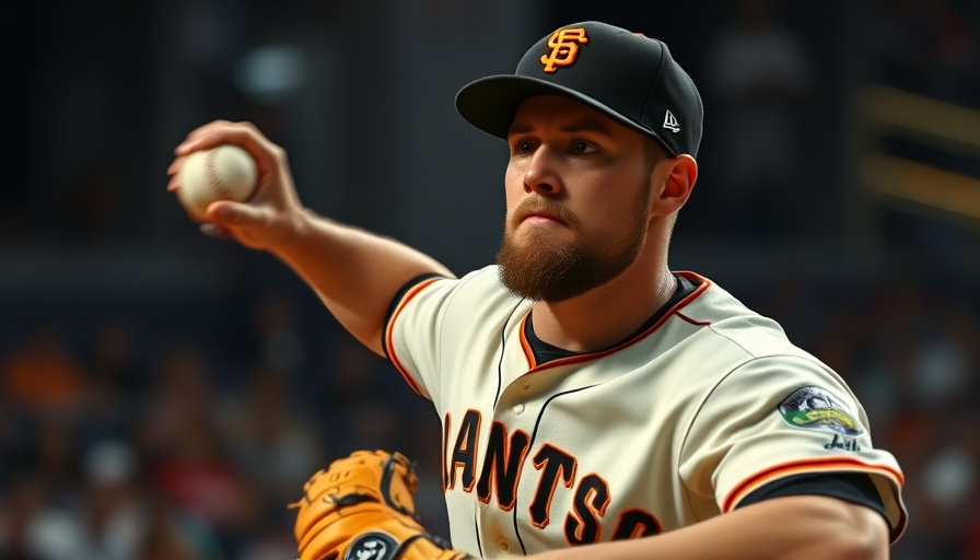 San Francisco Giants player pitching in a dimly lit stadium.