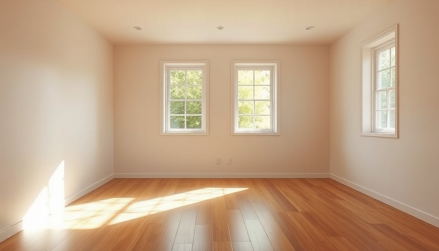 Empty bedroom ready for a cozy coastal bedroom makeover, sunlight through windows.
