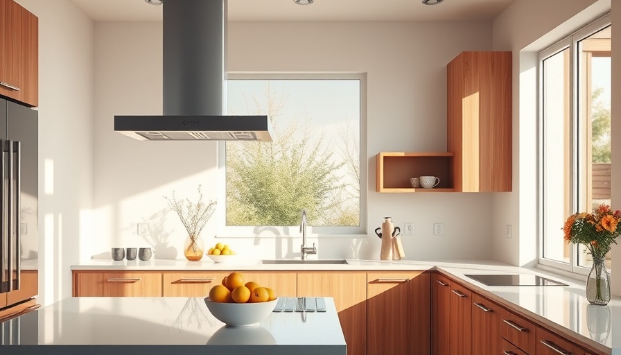 Bright kitchen with wooden shelves and sunlit countertop for Smart Electric Convection Range Review.