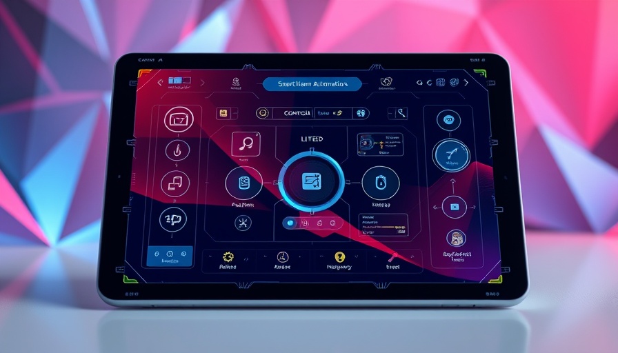Smart home automation interface on a tablet.