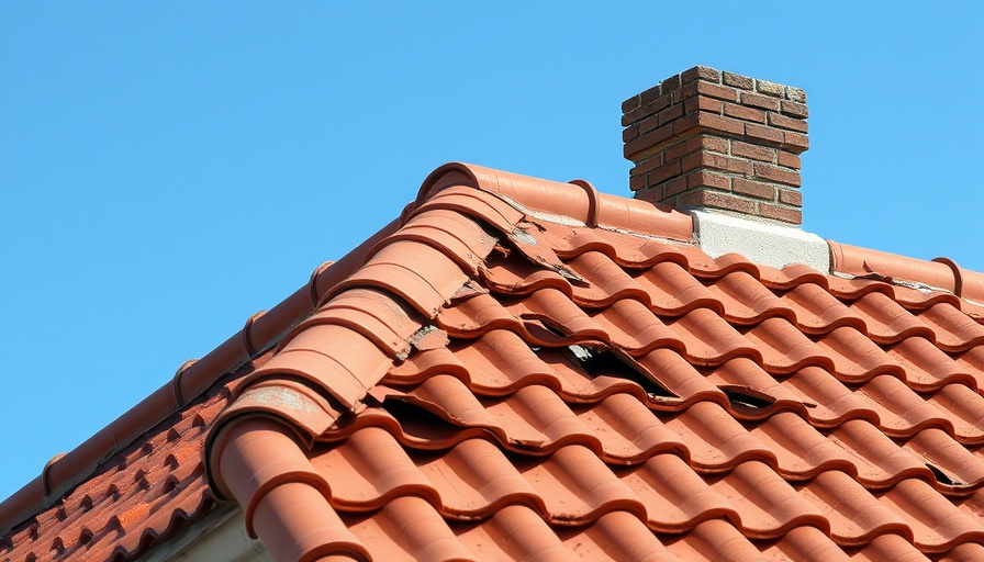 Coastal climate impact visible on damaged red-tiled roof