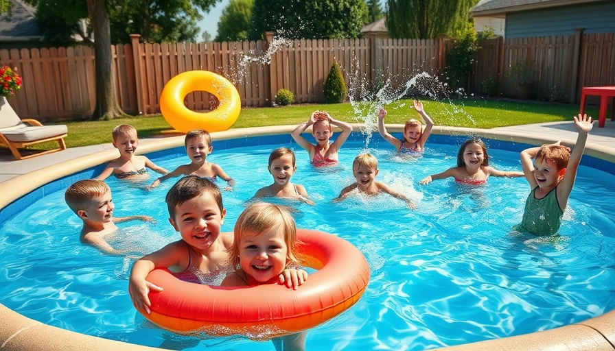Kids enjoying July Fourth pool party in backyard, cost to host pool party.