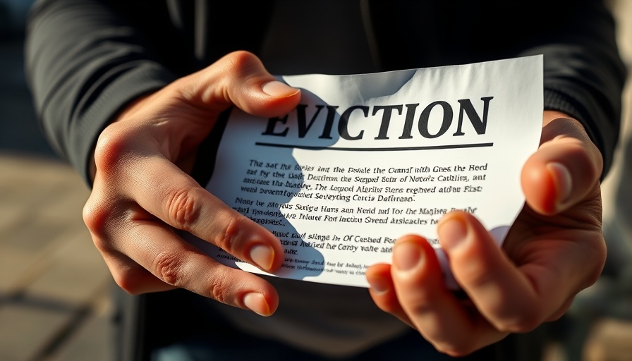 Close-up of eviction notice in hands, representing California eviction protections.