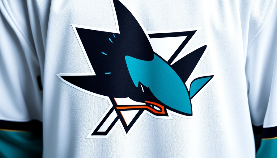 San Jose Sharks logo on hockey jersey, bold design
