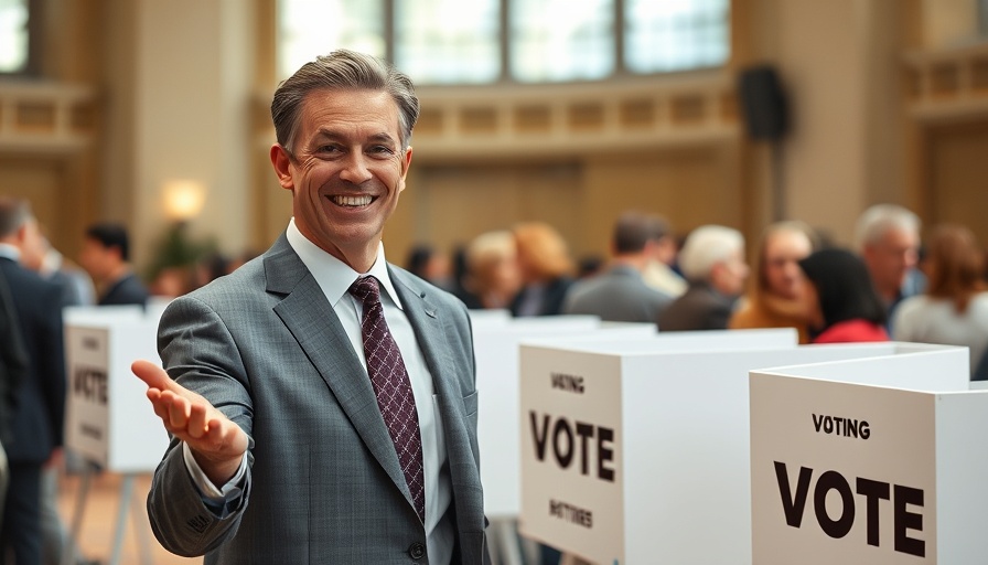 Gavin Newsom at a South Carolina event with voting booths
