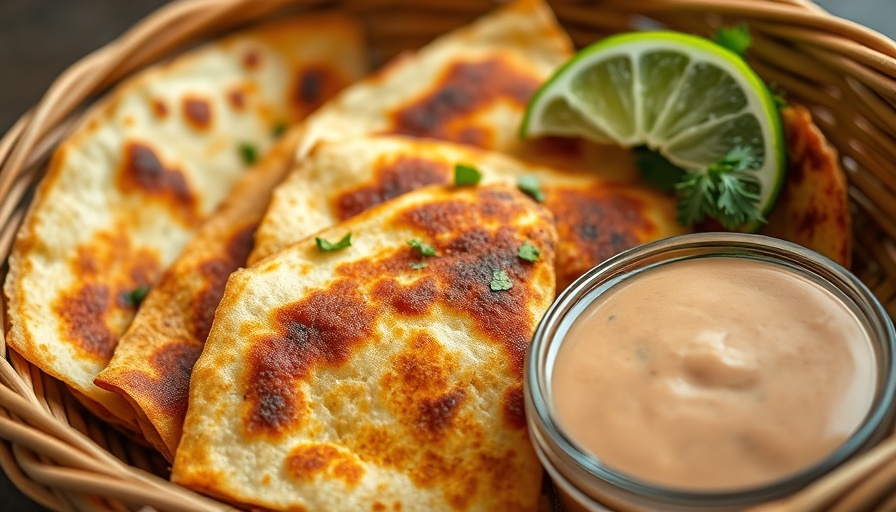 Jonah crab quesadillas with dipping sauce and limes, recipe.