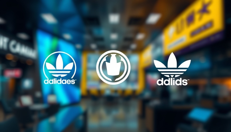 Dynamic design with logos on a blue and yellow background.