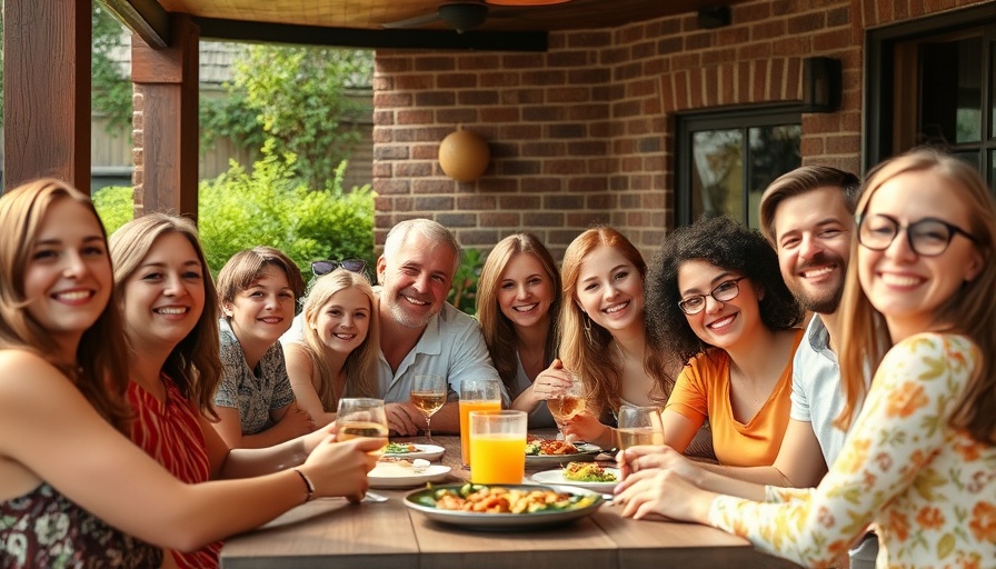 Family at outdoor gathering, 4th of July healthy celebration.