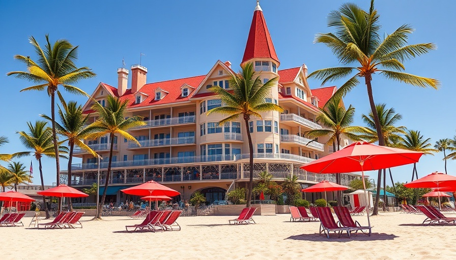 Victorian hotel with red turrets on Coronado Island
