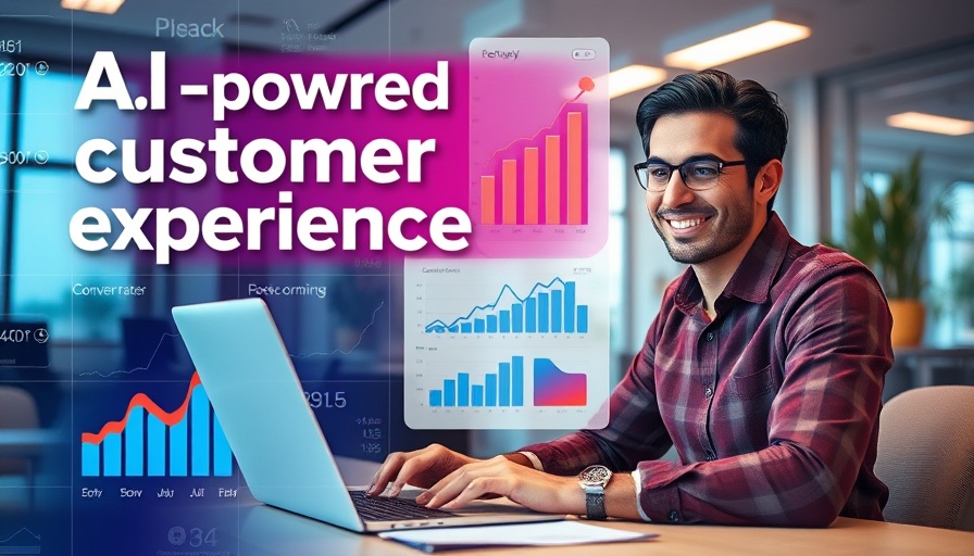 AI-powered customer experience insights promotional collage with graphs.