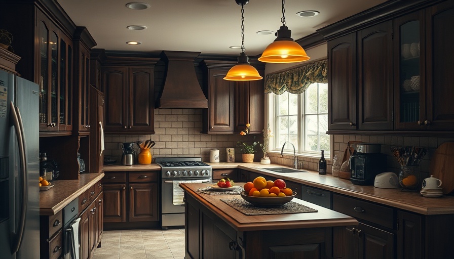 Traditional kitchen before renovation with wooden cabinets and warm lighting in Fresno.