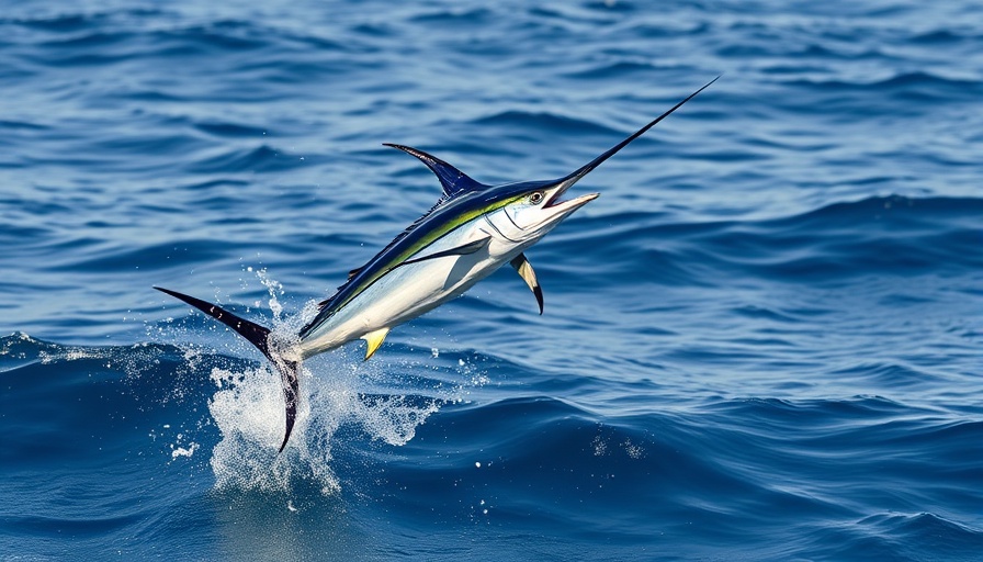 White marlin leaping in Northeast waters during fishing