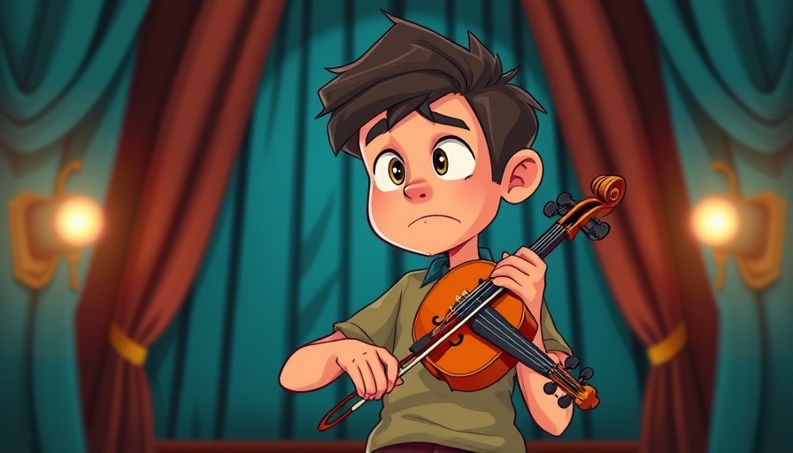 Reclaim Your Creative Confidence: Nervous violinist on stage in cartoon style