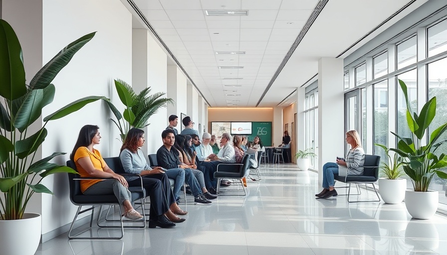 Proactive healthcare in San Diego, people in clinic hallway.