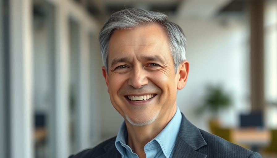 Smiling middle-aged man in office, conveying Inventory Growth Potential.