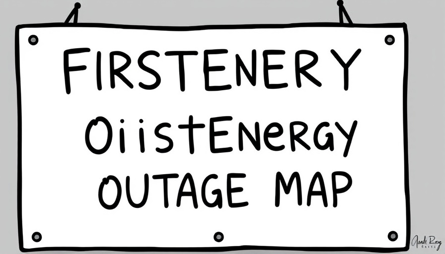 Cartoon sign humorously depicting FirstEnergy outage relevance.