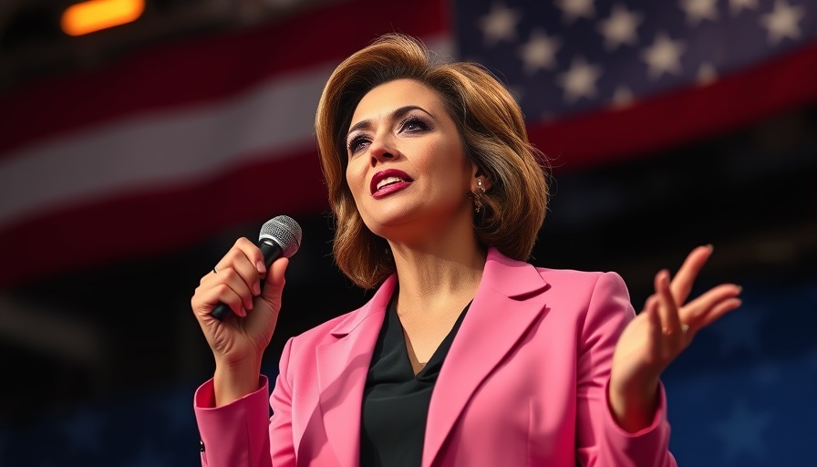 Confident speaker in pink blazer on stage, Tax-Free Home Sales inspiration.