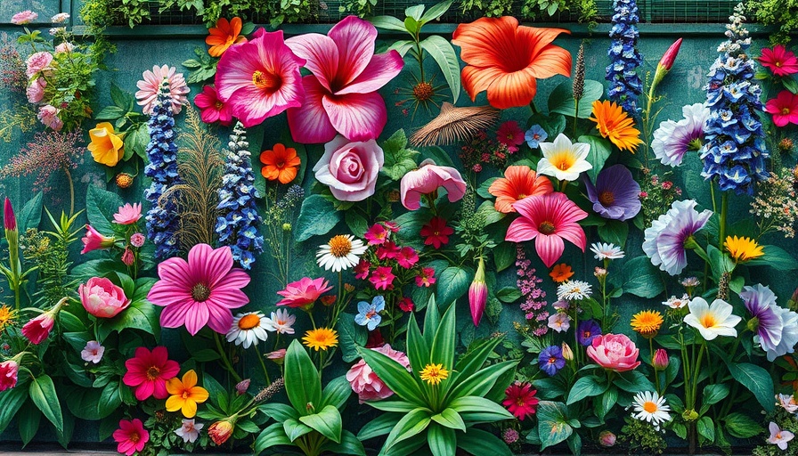 Forgotten Wall Mural Integration with vibrant flowers and greenery.