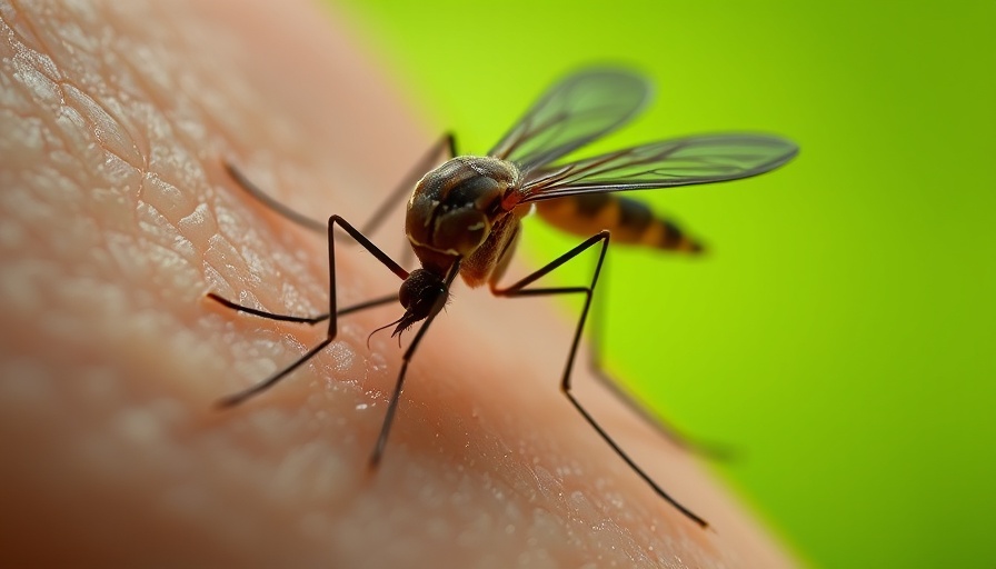Close-up of mosquito feeding, related to San Diego County mosquito spraying.