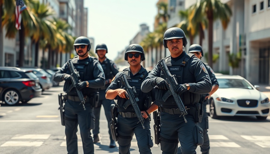 Federal agents oversee street scene in immigration enforcement context.