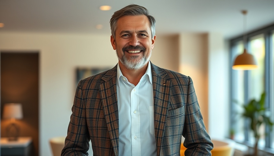 San Diego real estate expert in a checkered blazer, smiling indoors.