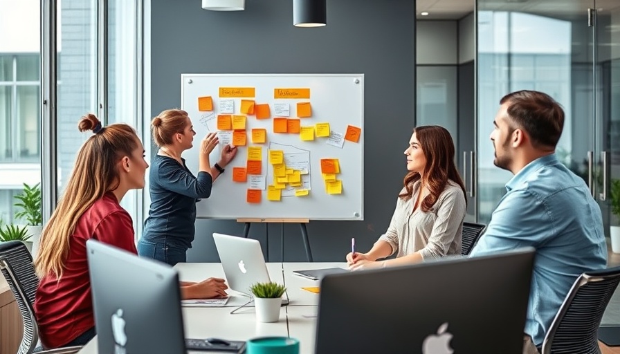 Team discussing AI adoption strategies in a modern office setting.