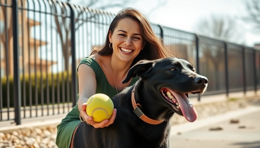Woman enjoying time with her dog outdoors, Living in Republic at Alamo Heights.
