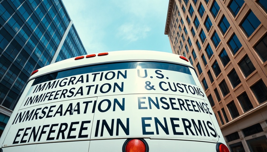ICE bus in urban setting highlighting Trump Deportation Policies.