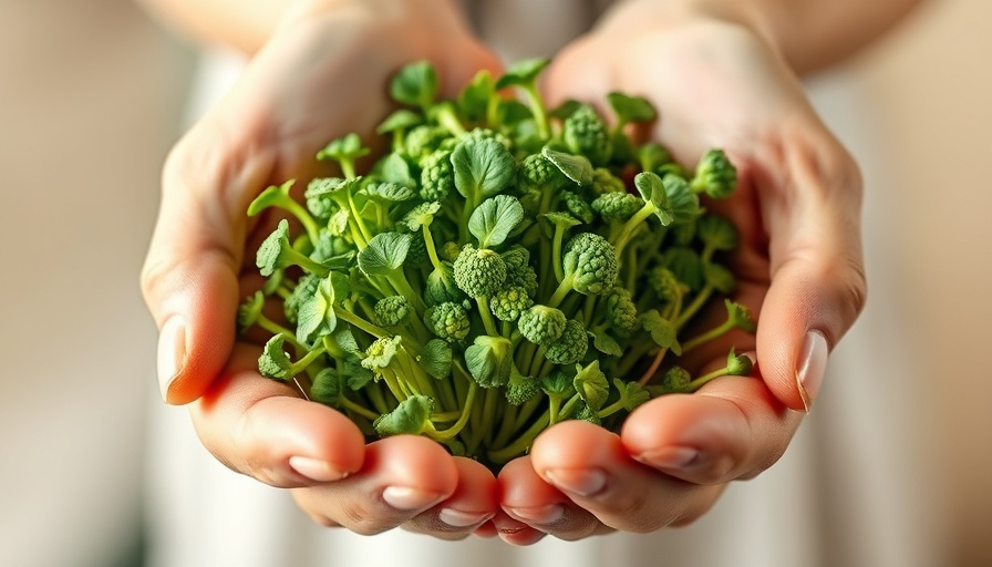 Fresh broccoli sprouts held in hands, showcasing brain health benefits.