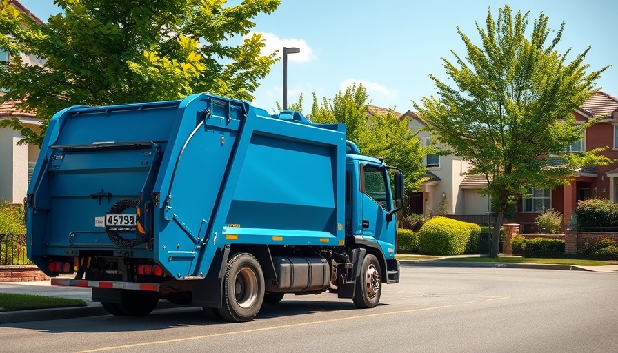 San Jose temporary trash drop-off site featuring a blue garbage truck on a residential street.