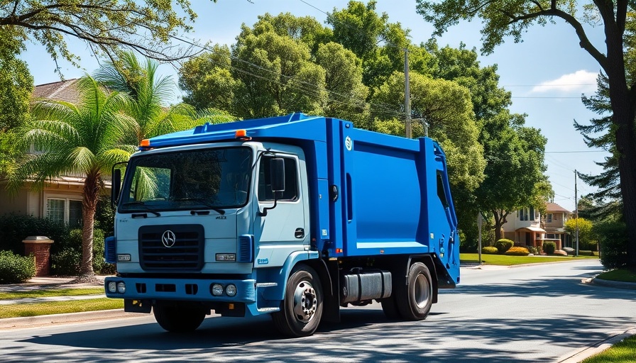 Temporary trash drop-off site with a blue garbage truck in San Jose.
