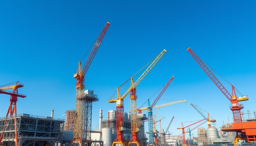 Industrial zone in San Diego showcasing cranes and factories under clear sky.