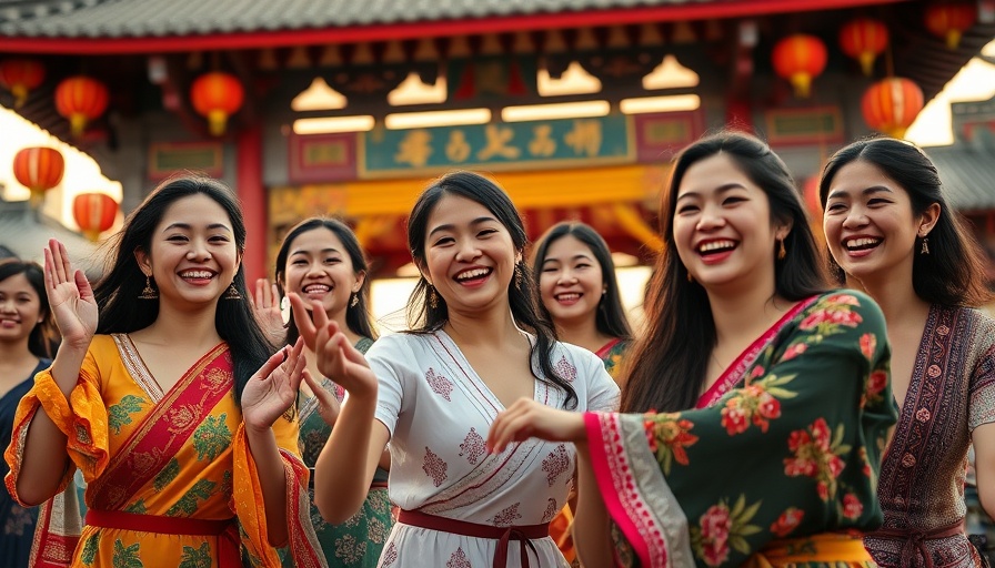 Young women dancing at San Jose Obon Festival in traditional attire.