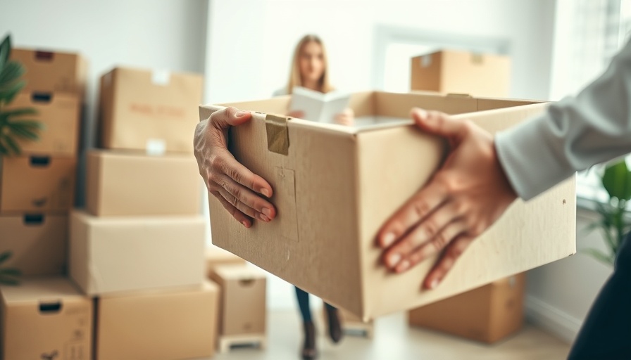 Man carrying box, woman in background, long-distance moving context