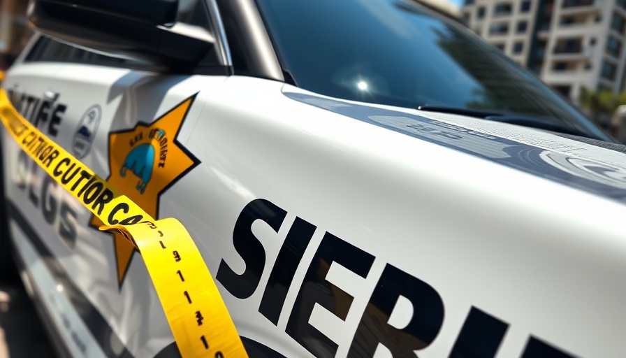 Los Angeles County Sheriff patrol car with caution tape.