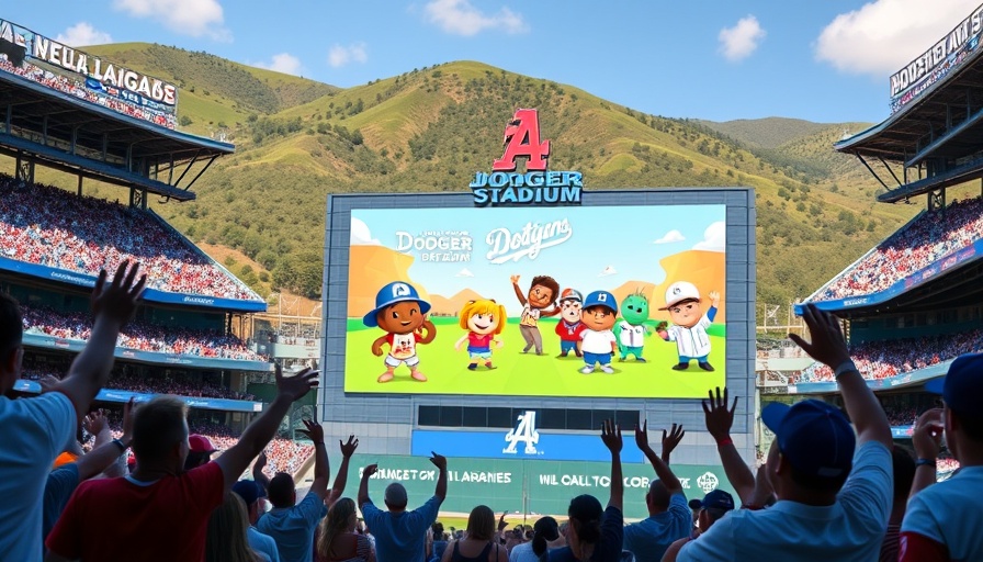 Hololive night event at Dodger Stadium with animated characters on screen.