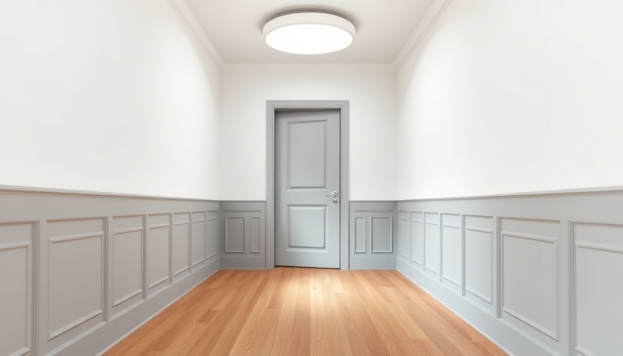 Minimalist hallway illustrating how to hide an attic door with paneling.