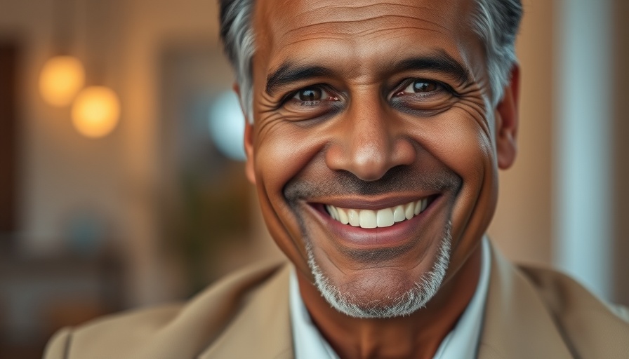 Middle-aged man in suit, warm lighting, healing power of water.