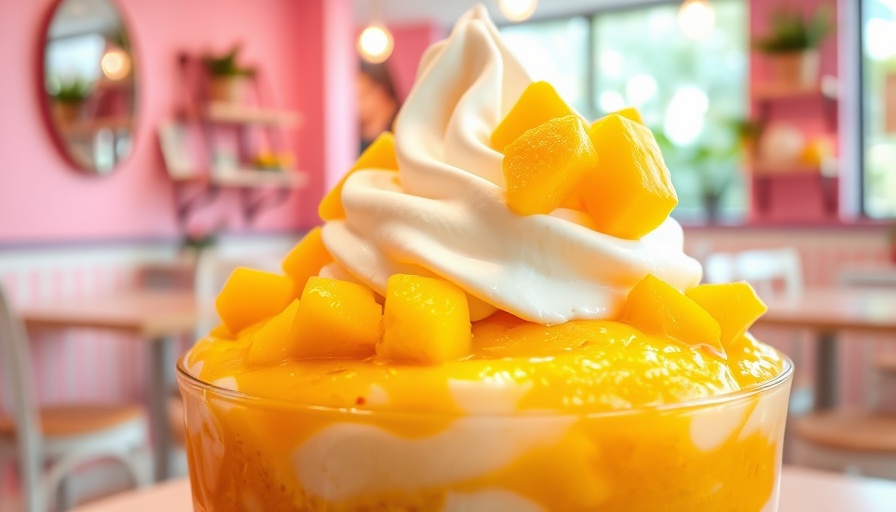 Mango bingsu at a Korean dessert café in Fresno.