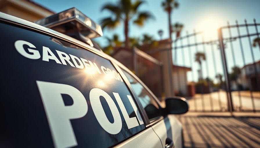 Garden Grove police car in California neighborhood.