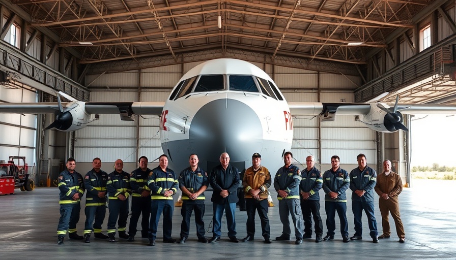 Cal Fire personnel and officials at Ramona Base with C-130H tanker